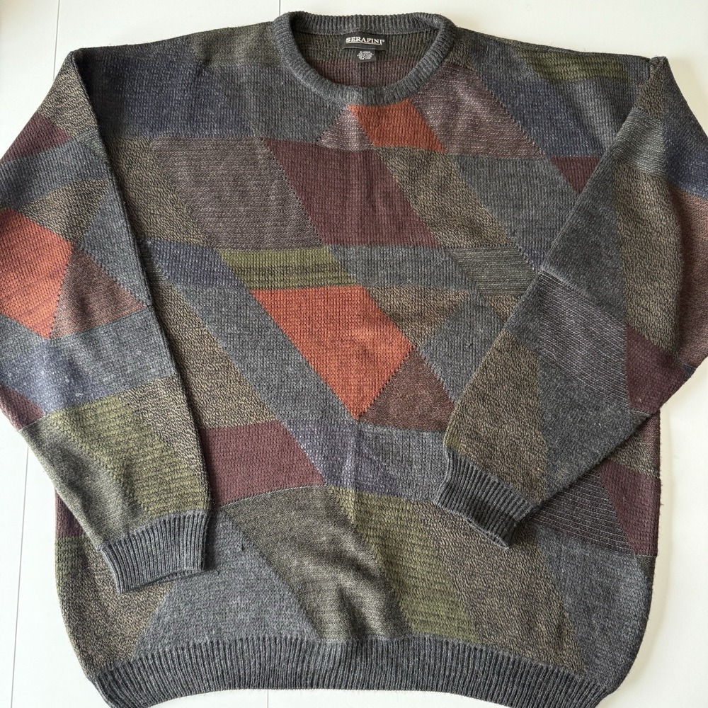 VTG Serafini 100%‎ Acrylic Abstract Men's Sweater Size XL